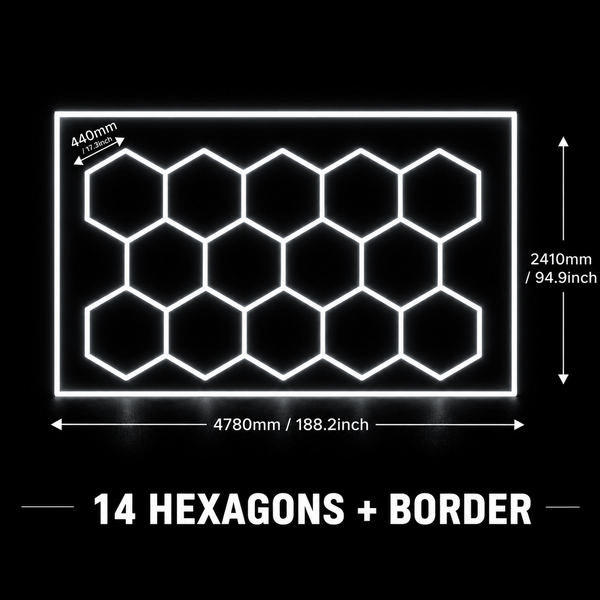 14 Hex Grid + Border dimensions diagram